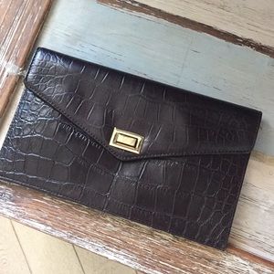 Talbots leather hand clutch